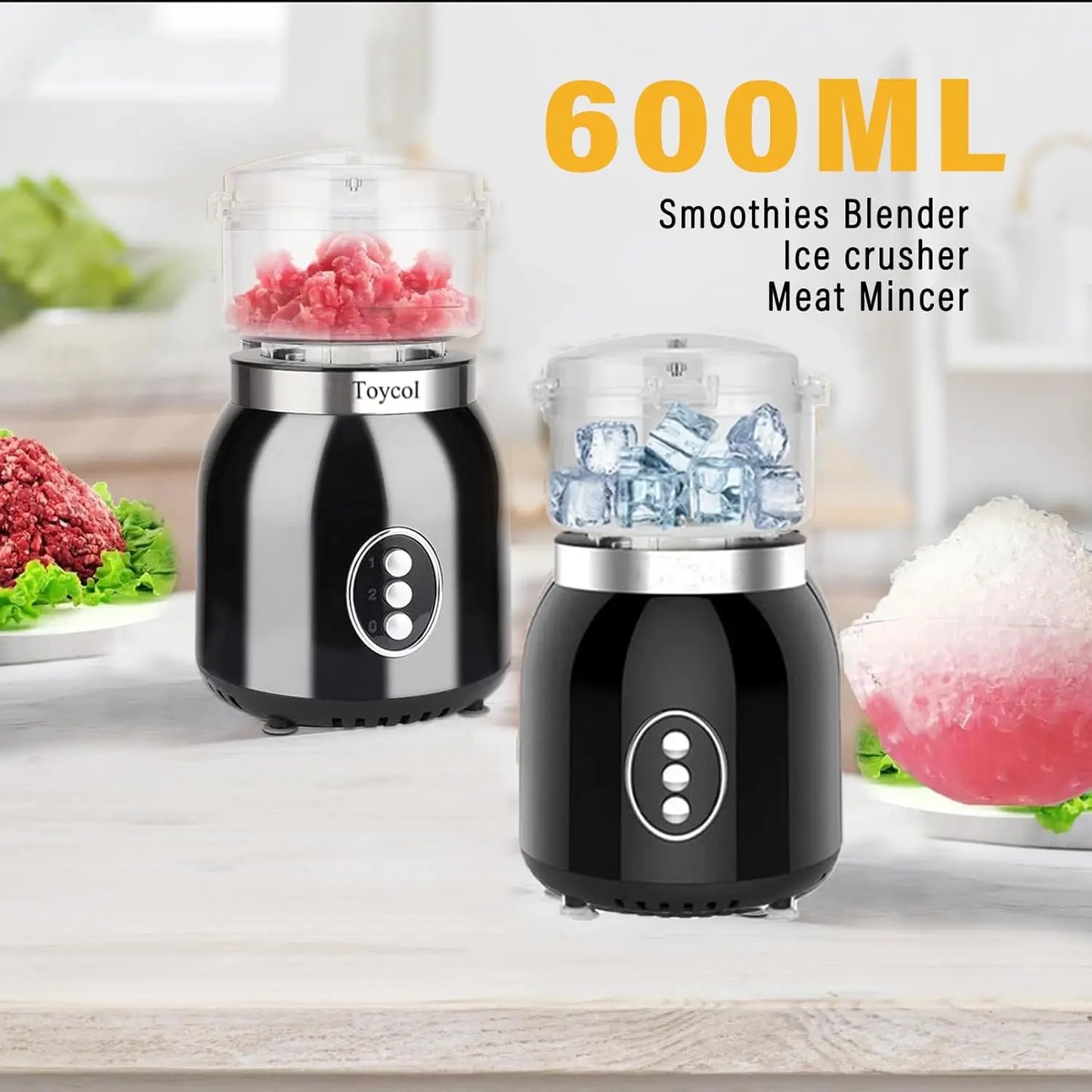 4 in 1 Blender and Food Processor Combo for Kitchen, Blender for Shakes and Smoothies, Meat Chopped, Dry Grinding,600W 3 Cups(1.8L+